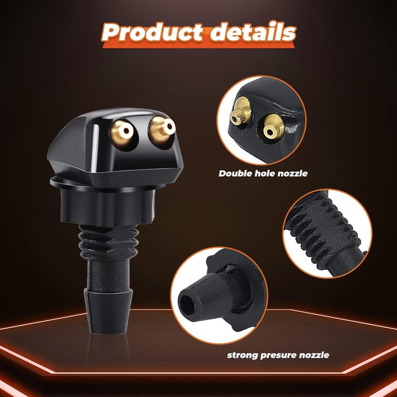 GOOTHX 2pcs Front Windshield Washer Nozzles, Front Windshield Washer Nozzle kit and Fluid Hose, Windshield Washer Nozzles Wiper Spray Fit for Most Cars - Image 3